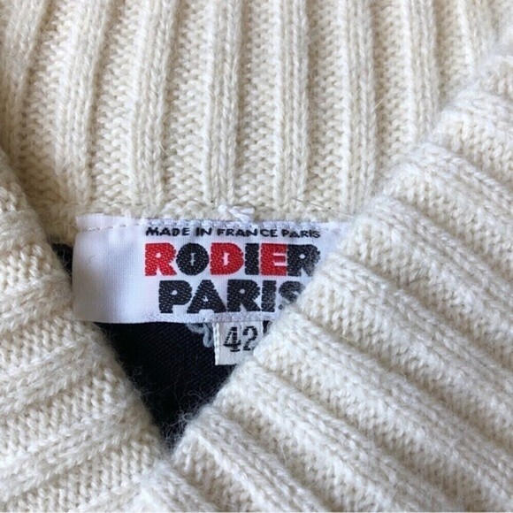 Vintage Rodier Paris Black Wool Blend Midi Sweater Dress 80s Made in France - Picture 9 of 16